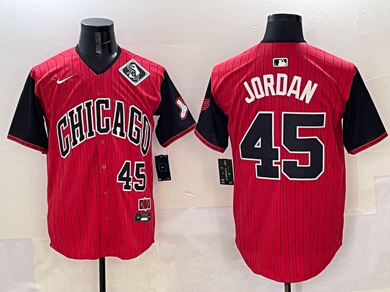 Men Chicago White Sox #45 Jordan Red Stripe Joint Name 2025 Nike MLB Jersey style 11->chicago white sox->MLB Jersey